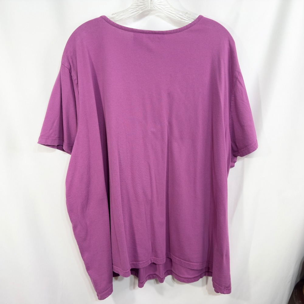 Liz & Me Plus Size 30W 32W Top 4X Purple Floral Top V Neck Short Sleeve 350 - Picture 2 of 7